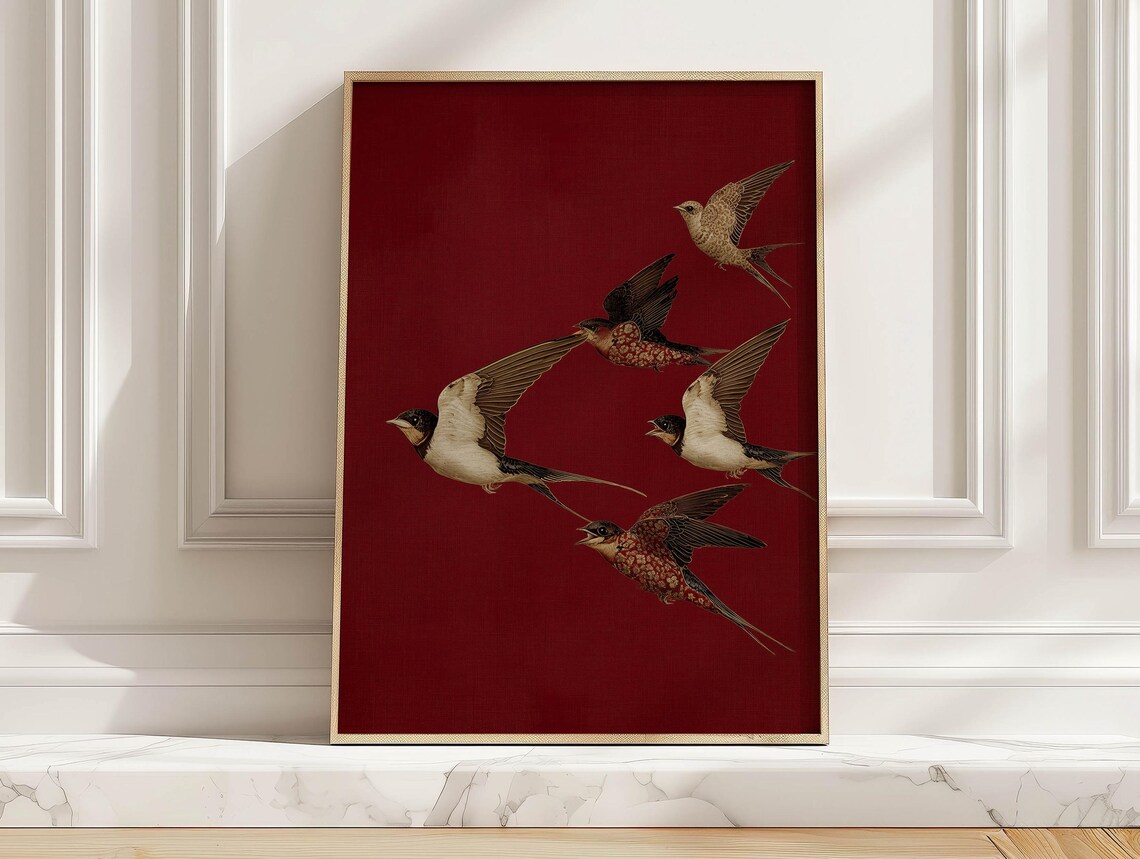 Swallow Birds Japanese Minimalist Poster