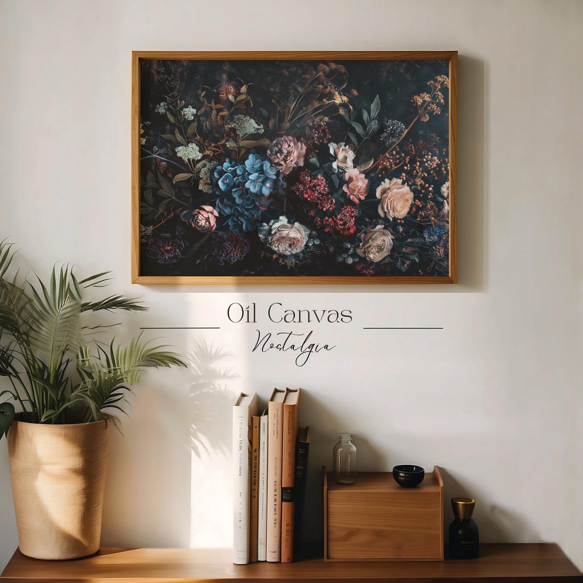Moody Vintage Flower Wall Art Dark Floral Still Life Oil Painting Botanical Antique Art Halloween Decor - Image 3