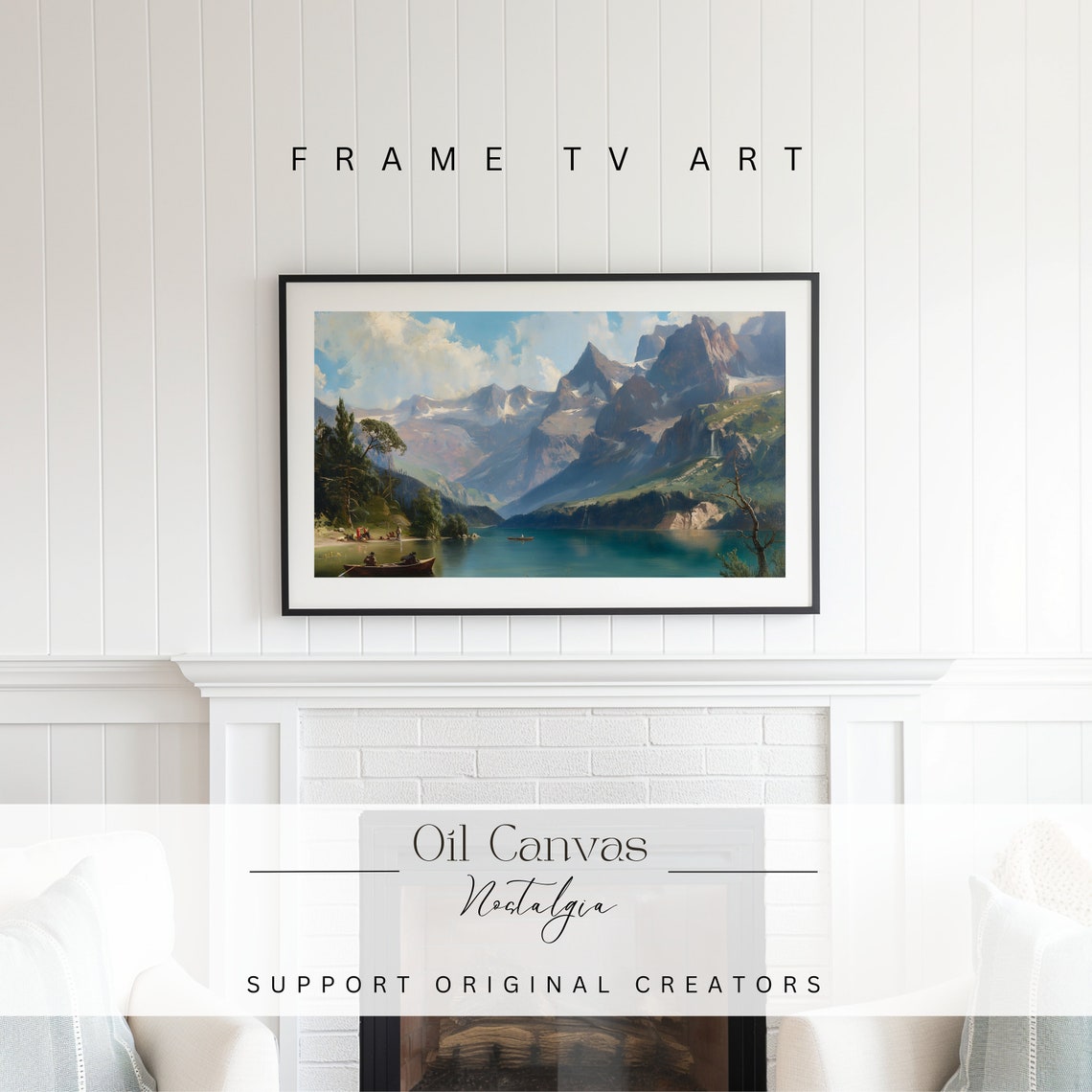 Mountain Landscape Frame Tv Art Vintage Rustic Scenery Oil Painting Farmhouse Decor Nature Wall Art Instant - Image 2