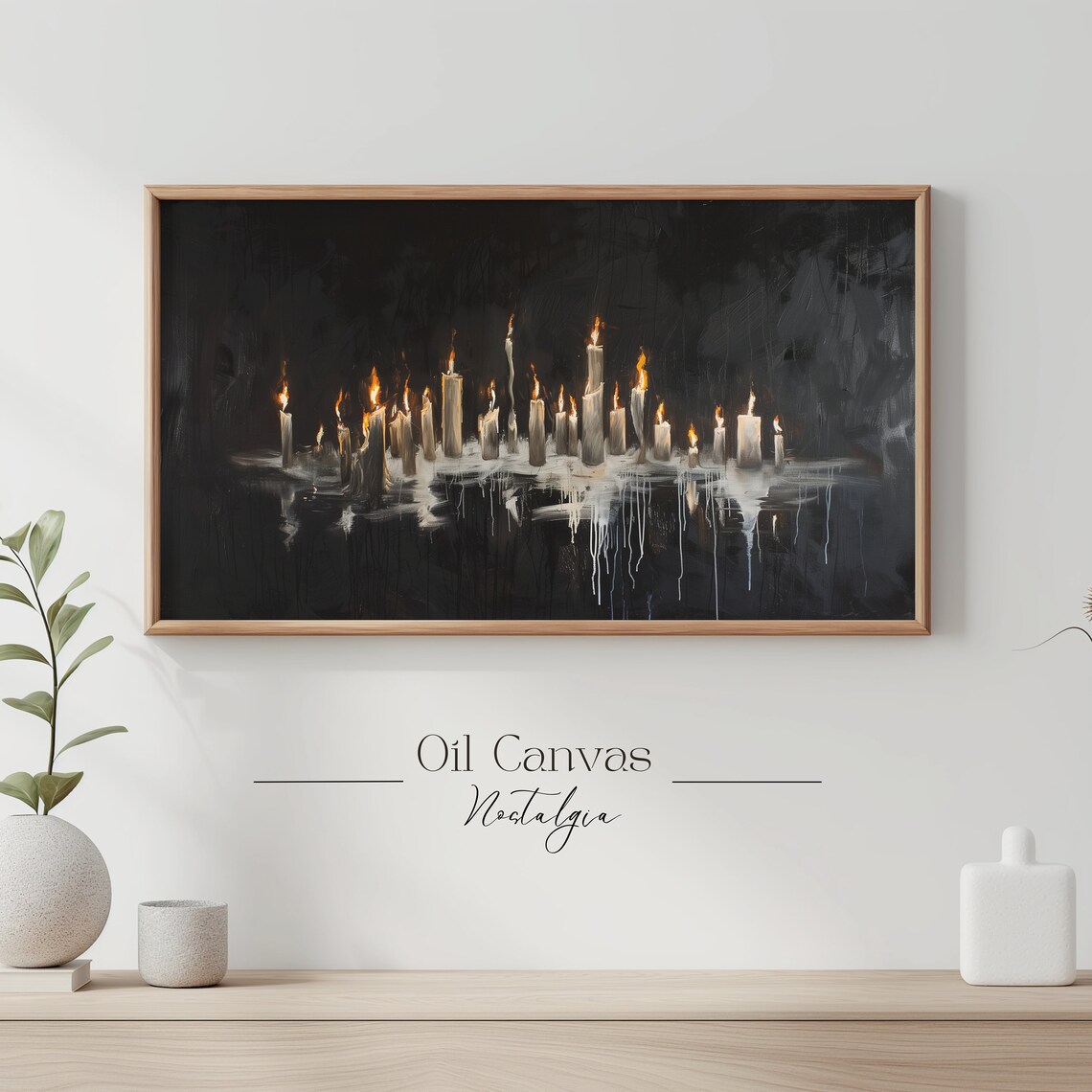 Burning Candles Dark Background Melting Wax Warm Flames Moody Art Poster - Image 3