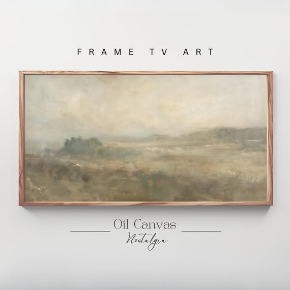 Frame Tv Art Moody Abstract Oil Painting Minimalist Earth Tone Decor Rustic Wall Art