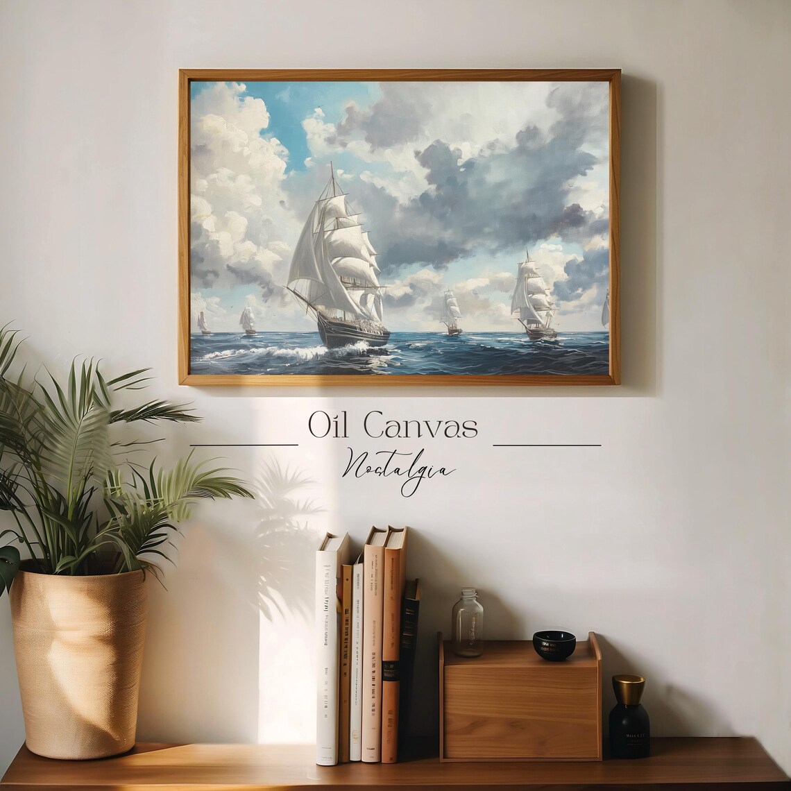 Wall Art Vintage Nautical Oil Painting Summer Sea Art Ocean Blue Nautical Seascape - Image 3