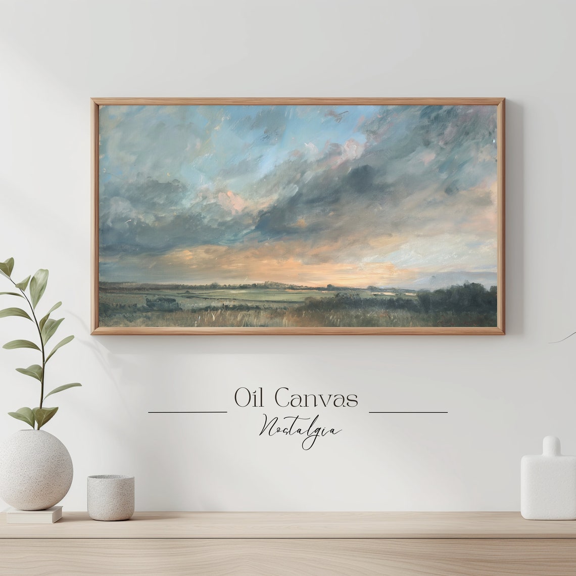 Autumn Landscape Oil Painting Frame Tv Art Rustic Country Decor Moody Muted Colours - Image 3