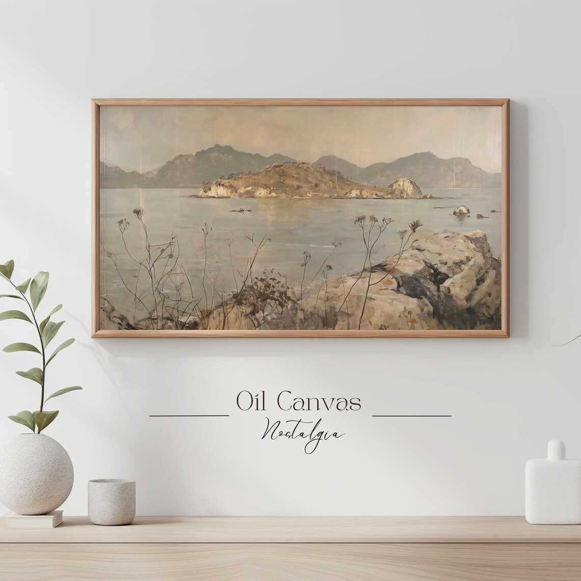 Frame Tv Art Vintage Beach Oil Painting Summer Sea Art Ocean Frame Tv Art Costal Landscape Blue Nautical Seascape - Image 3