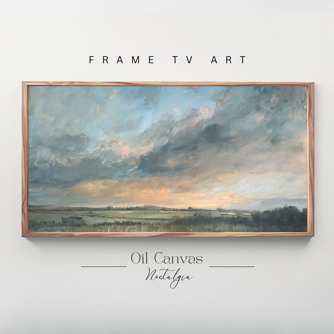 Autumn Landscape Oil Painting Frame Tv Art Rustic Country Decor Moody Muted Colours