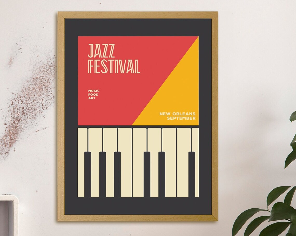 Colorful Piano Jazz Festival Poster, Music Room Art Print - Image 2