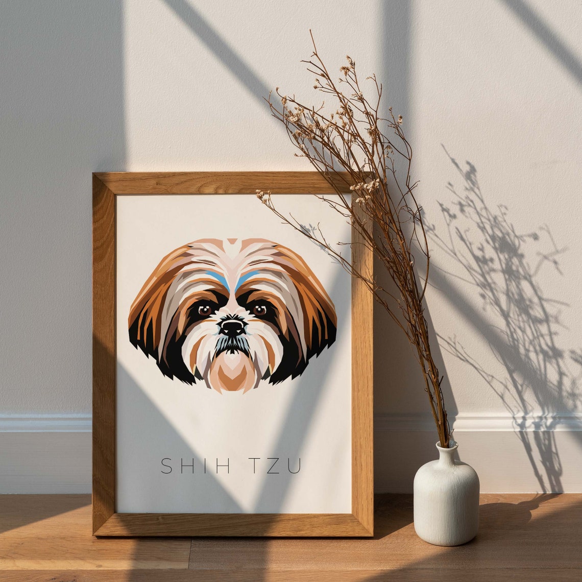 Shih Tzu Geometric Pop Art Modern Dog Breed Portrait Wall Poster