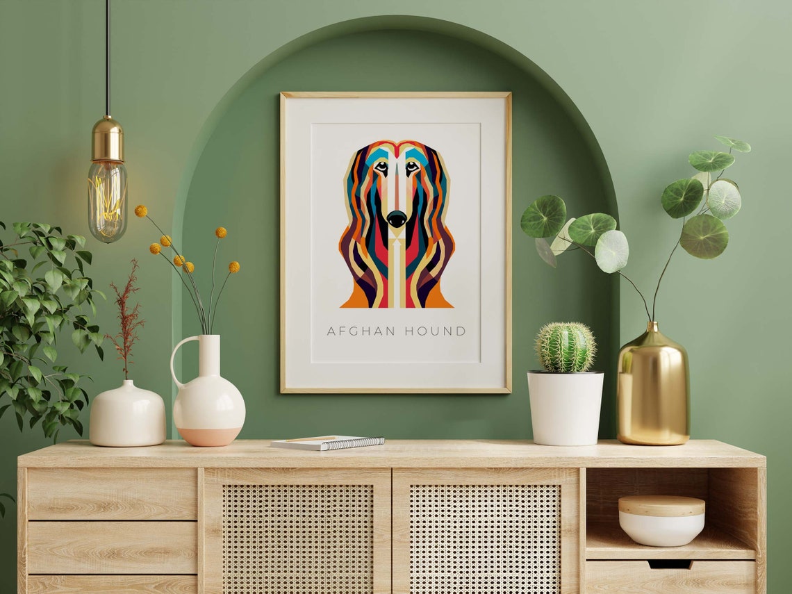 Afghan Hound Geometric Pop Art Colorful Dog Breed Wall Poster - Image 2