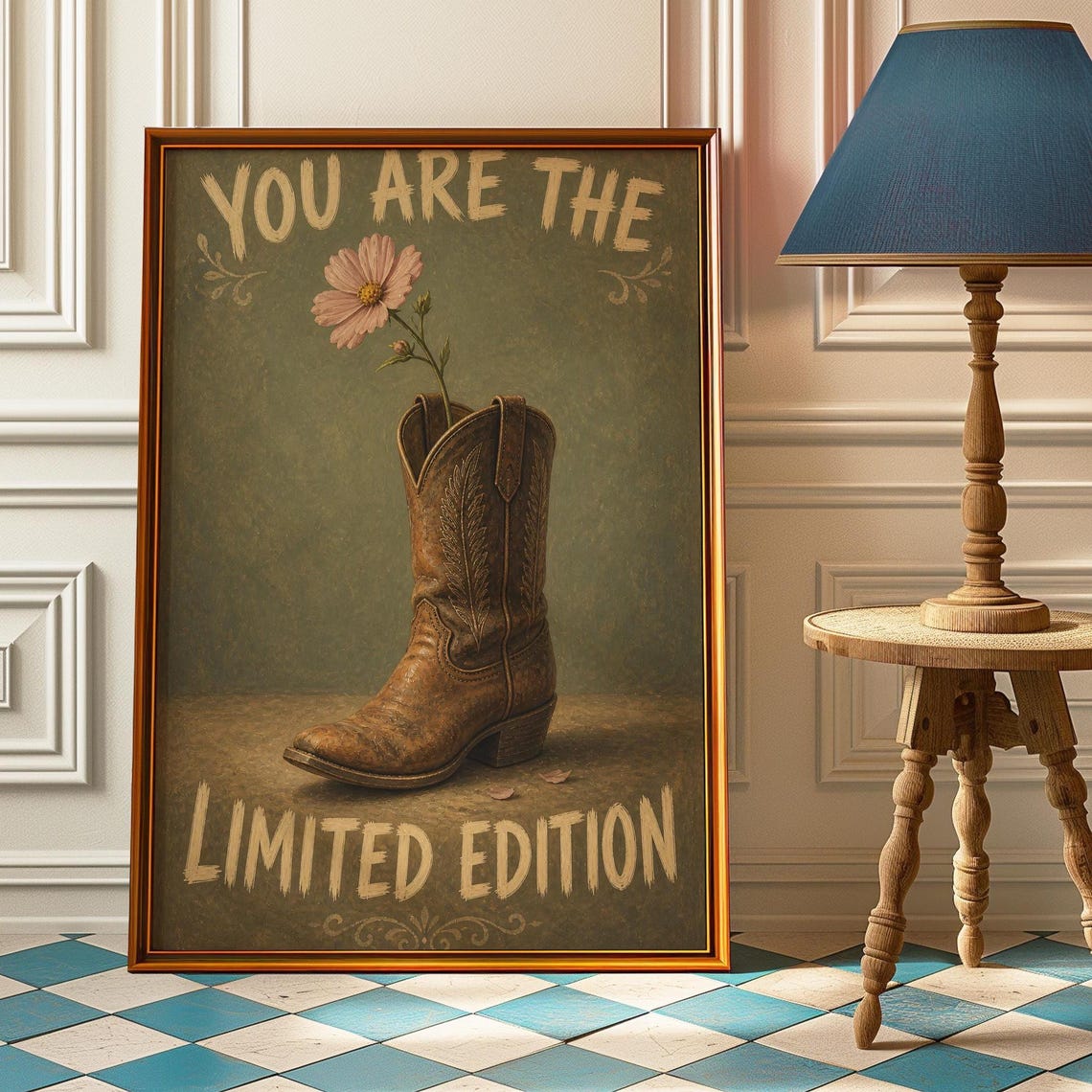 You Are Limited Edition Poster Western Quote Wall Art Cowboy Boot Flower Print Inspirational Painting Bedroom Decor Cowgirl Gift