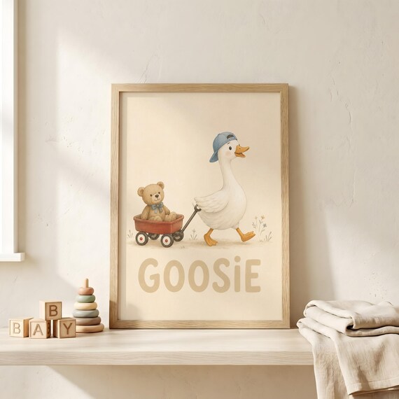 Personalized Mispronunciation Goose Teddy Nursery Poster