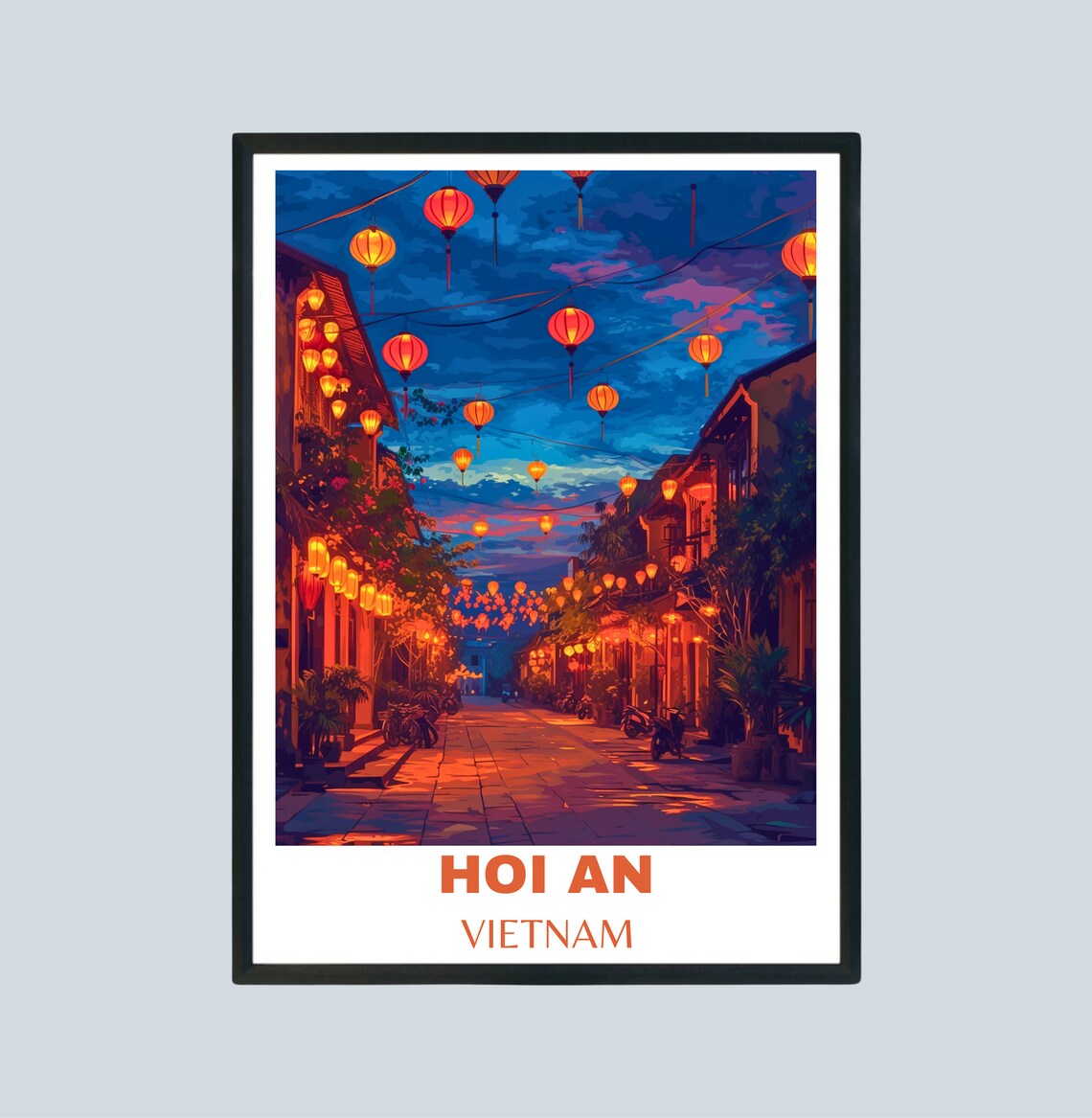 Hoi An Vietnam Lantern Lit Old Street Night Market Travel Poster
