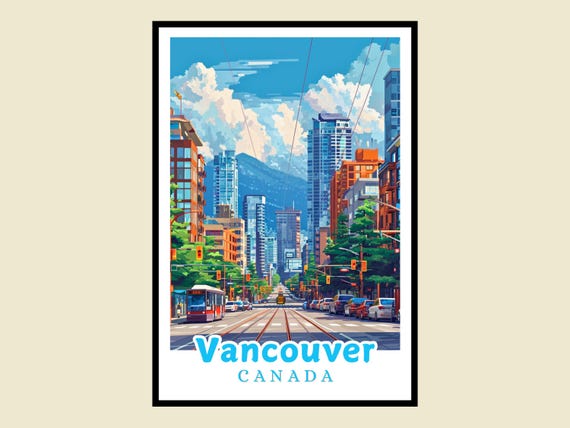 Vancouver Canada Framed Poster Cityscape Art Print Travel Souvenir Modern Wall Decor Gifts Home