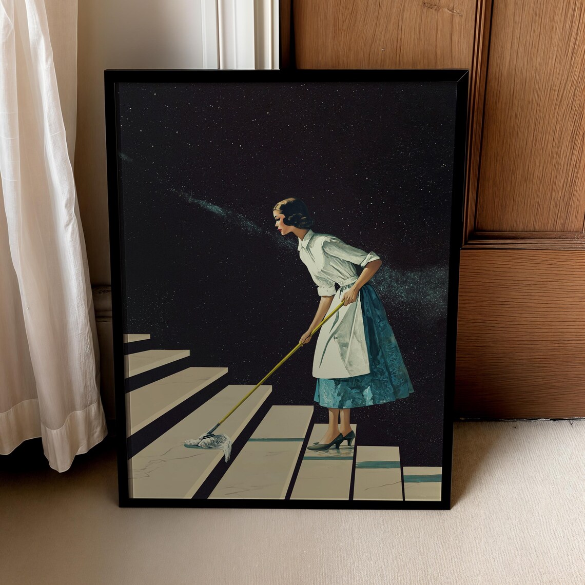 Space Surreal Art Housewife, Retro Futurism Nostalgia
