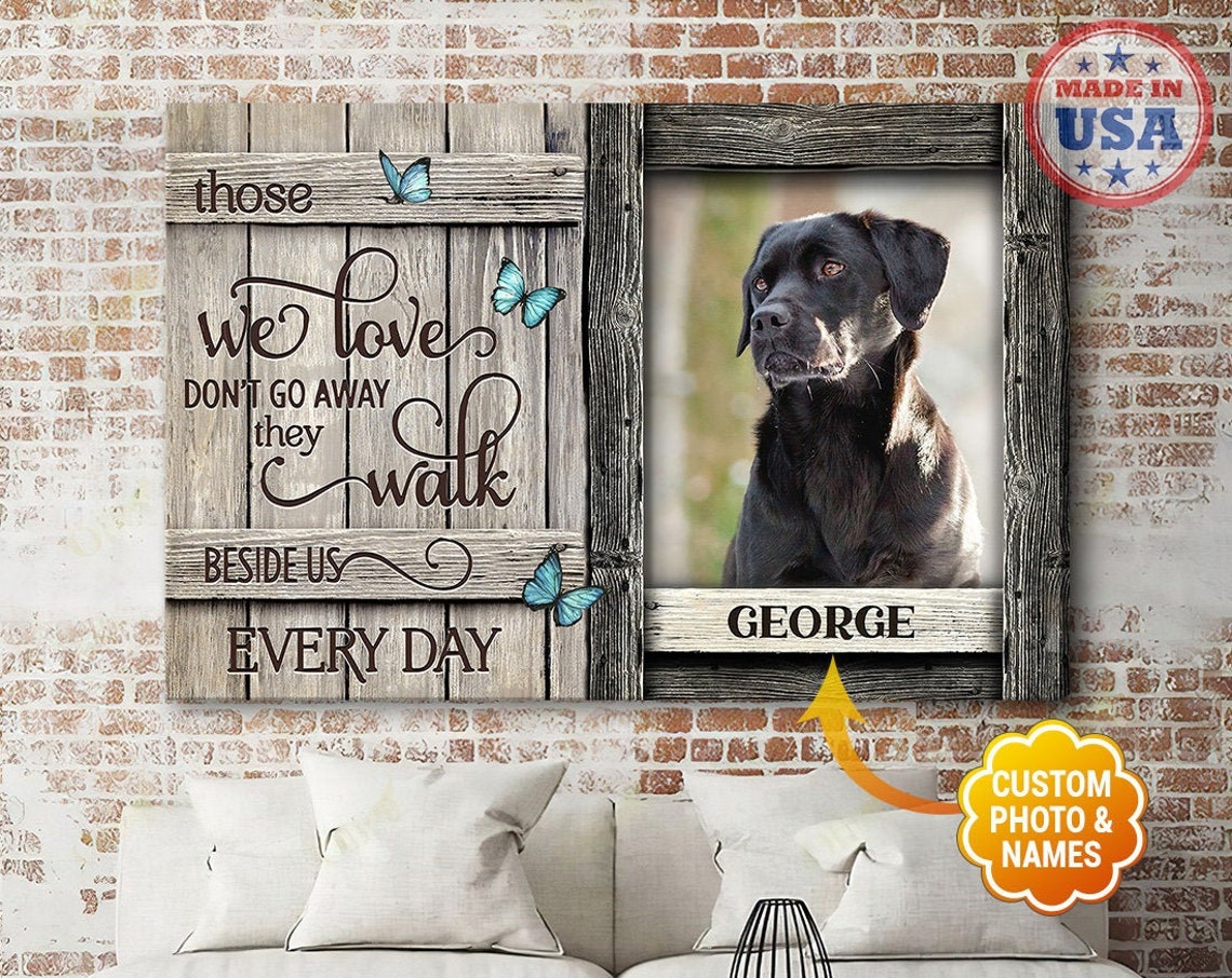 Custom Black Labrador Memorial Photo Frame with Name Place Poster