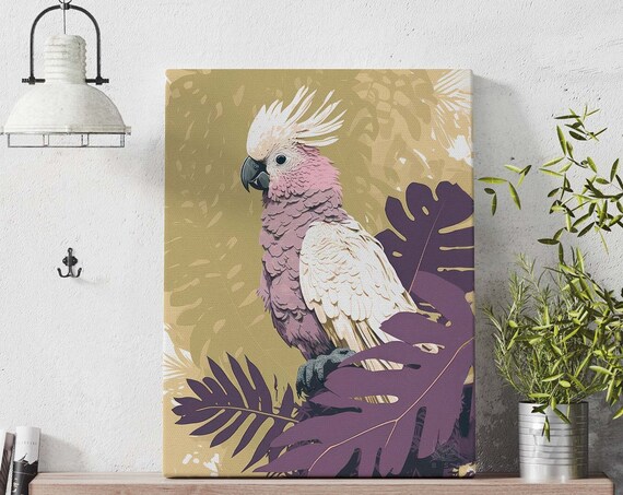 Tropical Cockatoo Bird Poster Print Cockatiel Wall Art Modern Chic Decor Gauguin