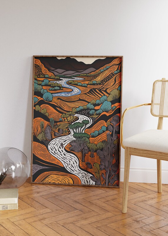 Mexican Desert Landscape Art Print Southwest Wall Decor