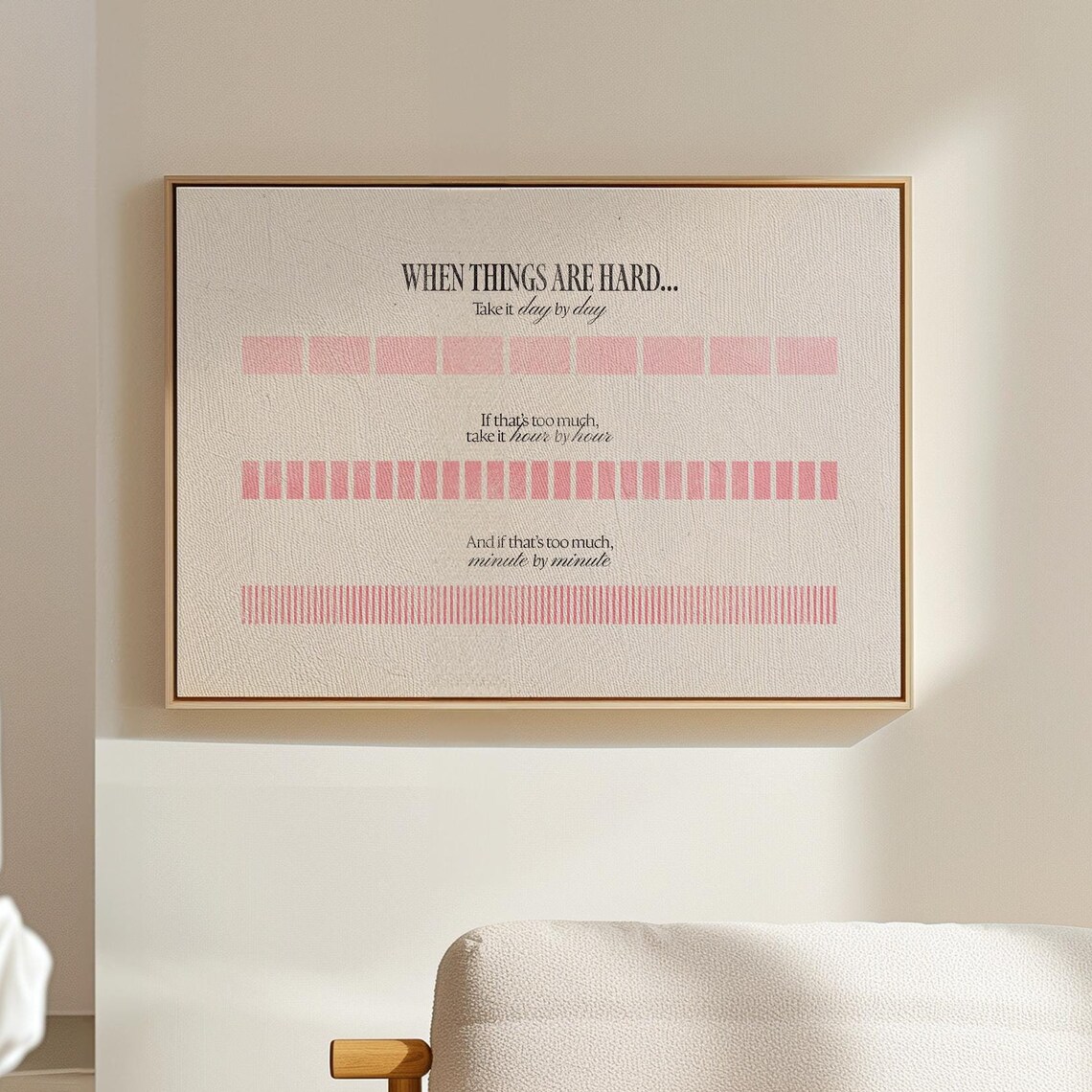 When Things Are Hard Day By Day Pink Bar Mental Health Wall Art Print