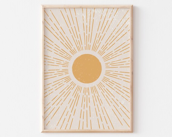 Boho Sun Art Print, Sunburst Sunrise Poster