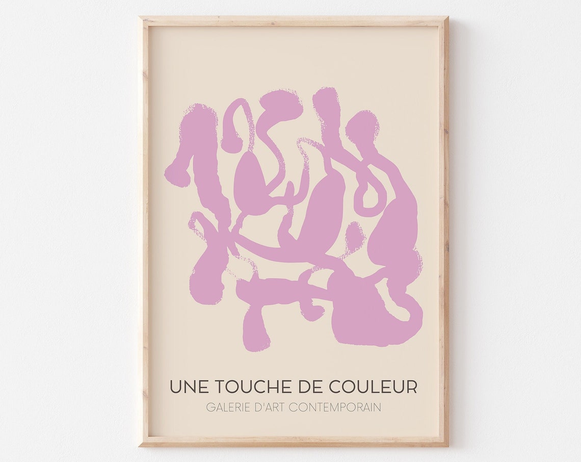 Une Touche de Couleur Pink Abstract Brush Stroke Poster Paris Gallery