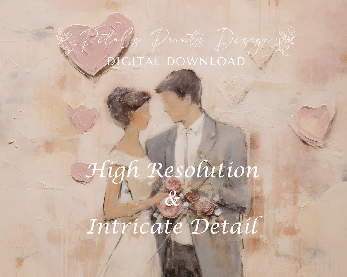 Romantic Couple Embrace Pink Hearts Watercolor Valentine Poster - Image 3