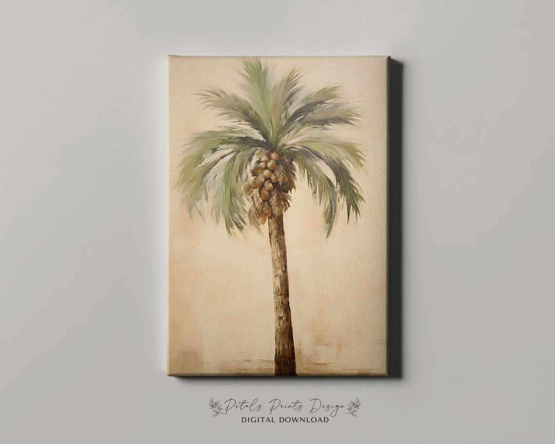 Single Date Palm Tree Neutral Beige Minimalist Botanical Poster - Image 4