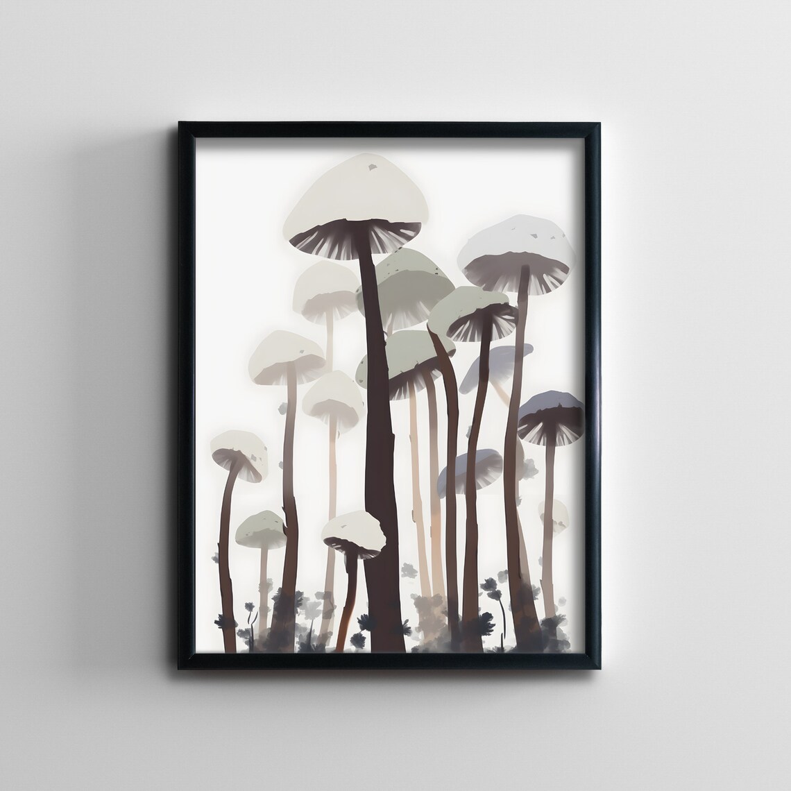 Watercolor Mushroom Print Botanical Folk Art