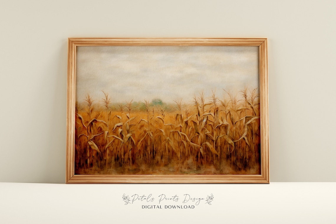 Vintage Fall Corn Field Still Life Art Print