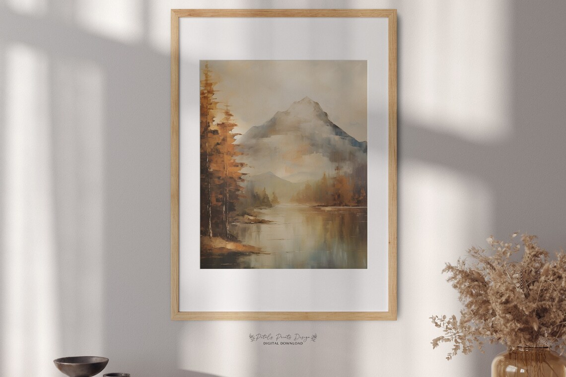 Rustic Fall Landscape Vintage Autumn Countryside Art Print - Image 2