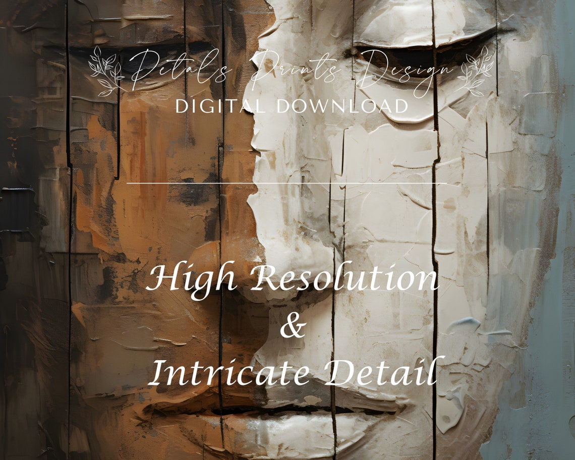 Abstract Weathered Face Plank Texture Dramatic Neutral Art Poster - Image 3
