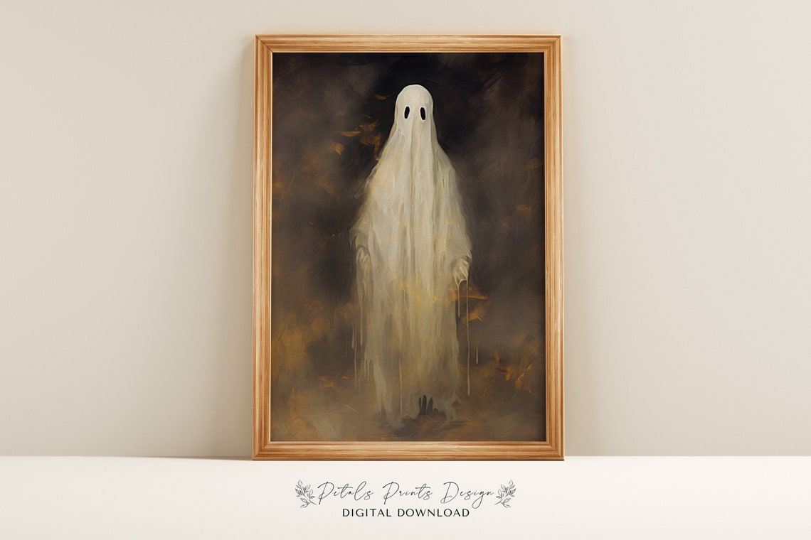 Haunted Ghost Moody Dark Oil Painting Style Halloween Wall Print