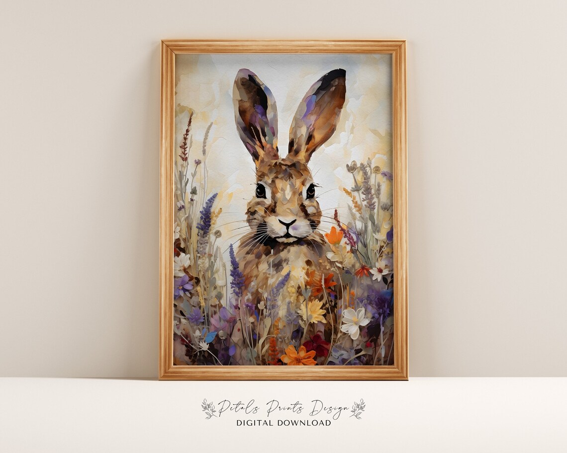 Vintage Bunnies And Wildflowers Art Print