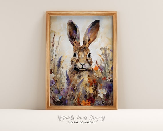 Vintage Bunnies And Wildflowers Art Print