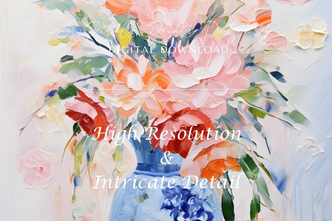 Flower Bouquet Vintage Oil Painting Art Print - Image 3