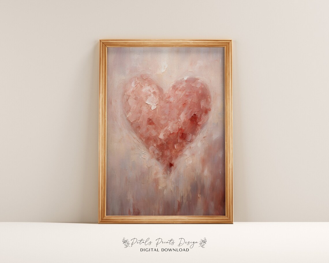 Valentine Heart Watercolor Poster, Romantic Wall Art