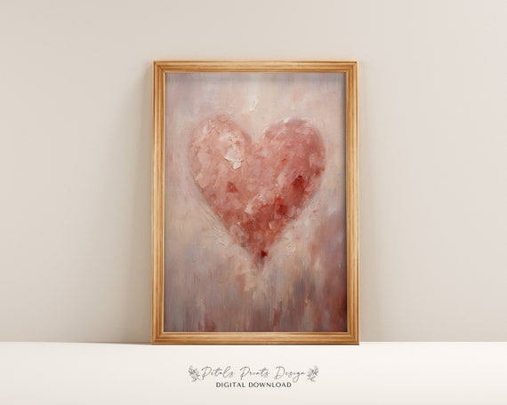 Valentine Heart Watercolor Poster, Romantic Wall Art