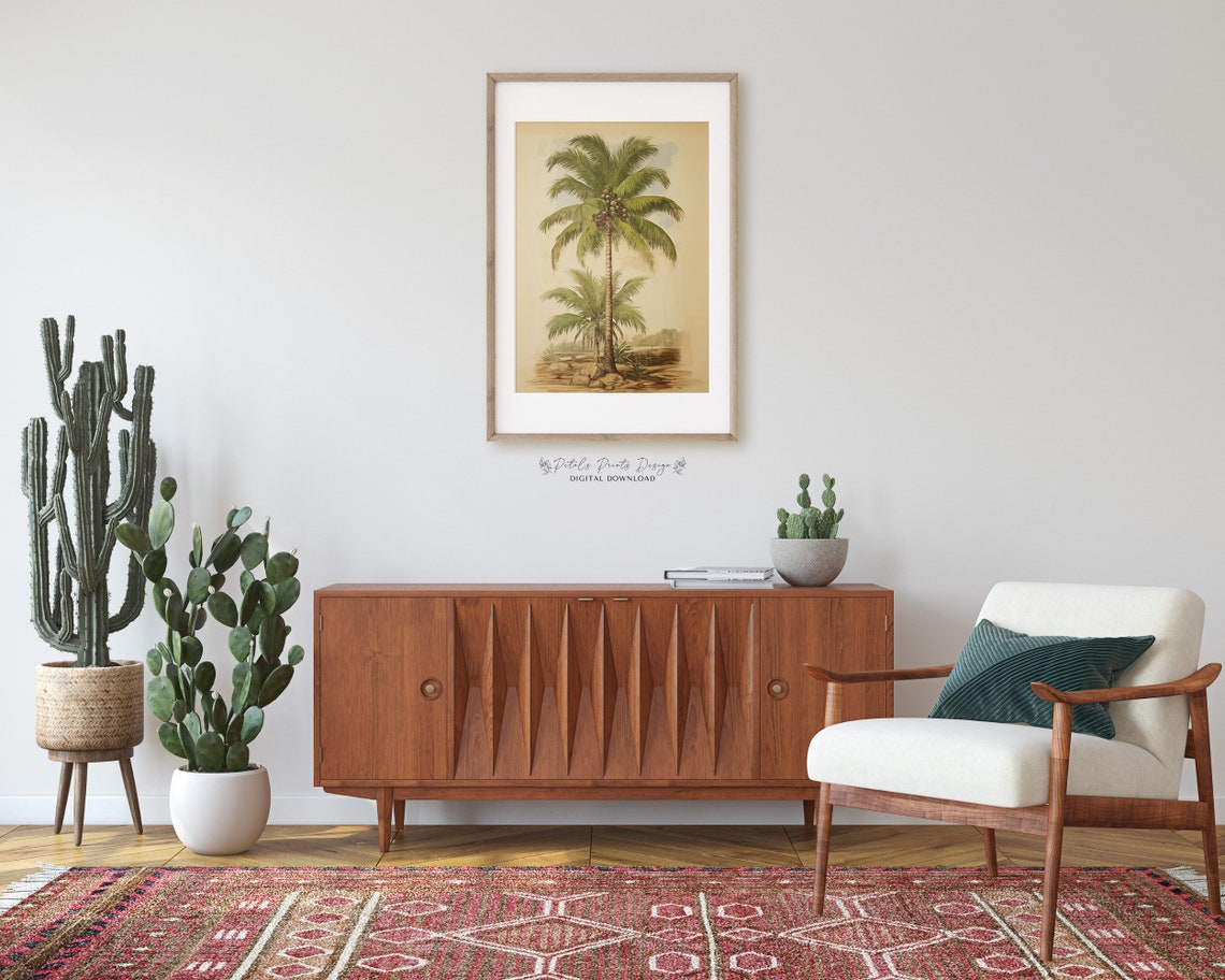 Vintage Coconut Palm Tree Botanical Illustration Tropical Plant Poster - Image 2