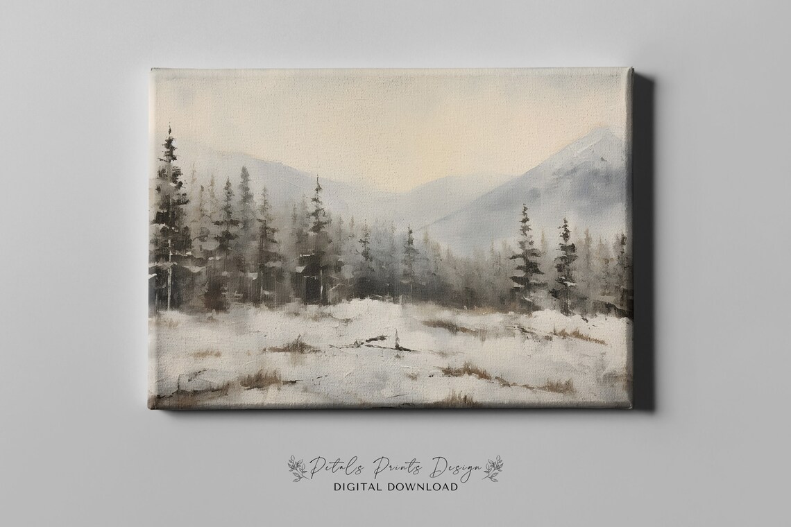 Vintage Winter Landscape, Farmhouse Christmas Wall Print - Image 4