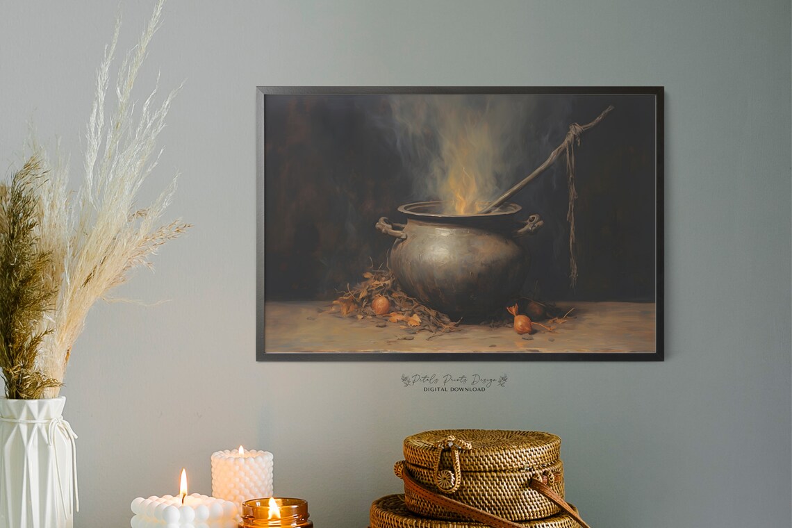 Vintage Witch Halloween Rustic Art Print - Image 2