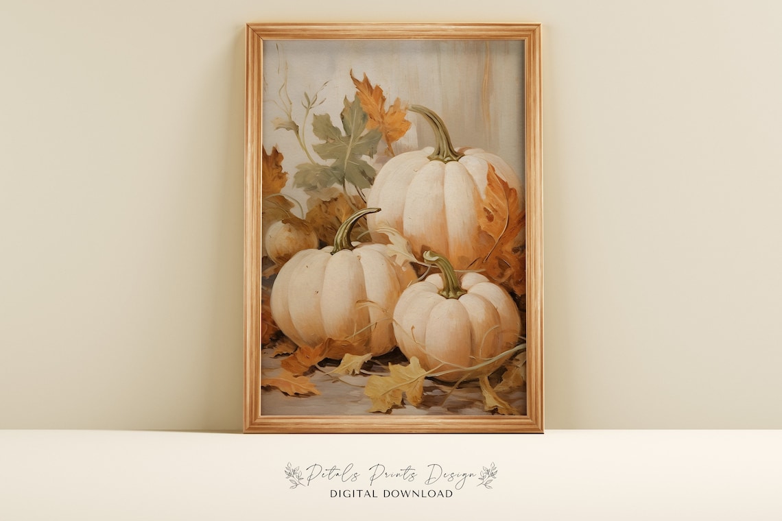 Pumpkin Still Life Painting Halloween Wall Art Print