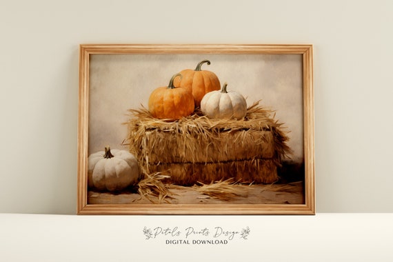 Pumpkin Still Life Art Print, Rustic Autumn Decor