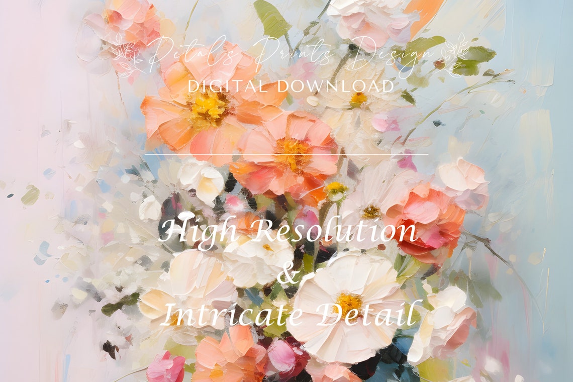 Pink Cosmos Bouquet in White Vase Soft Blue Floral Still Life Poster - Image 3