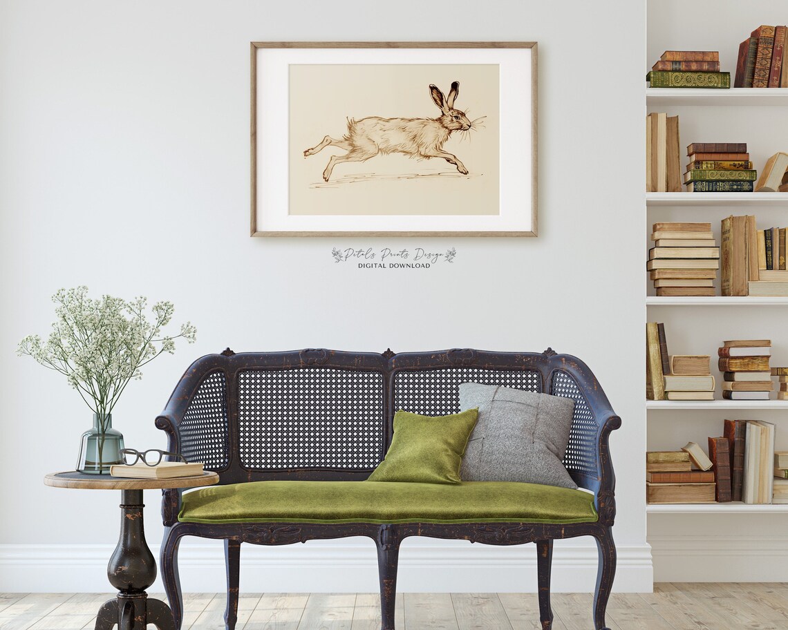 Vintage Spring Rabbit Art Print, Rustic Easter - Image 2