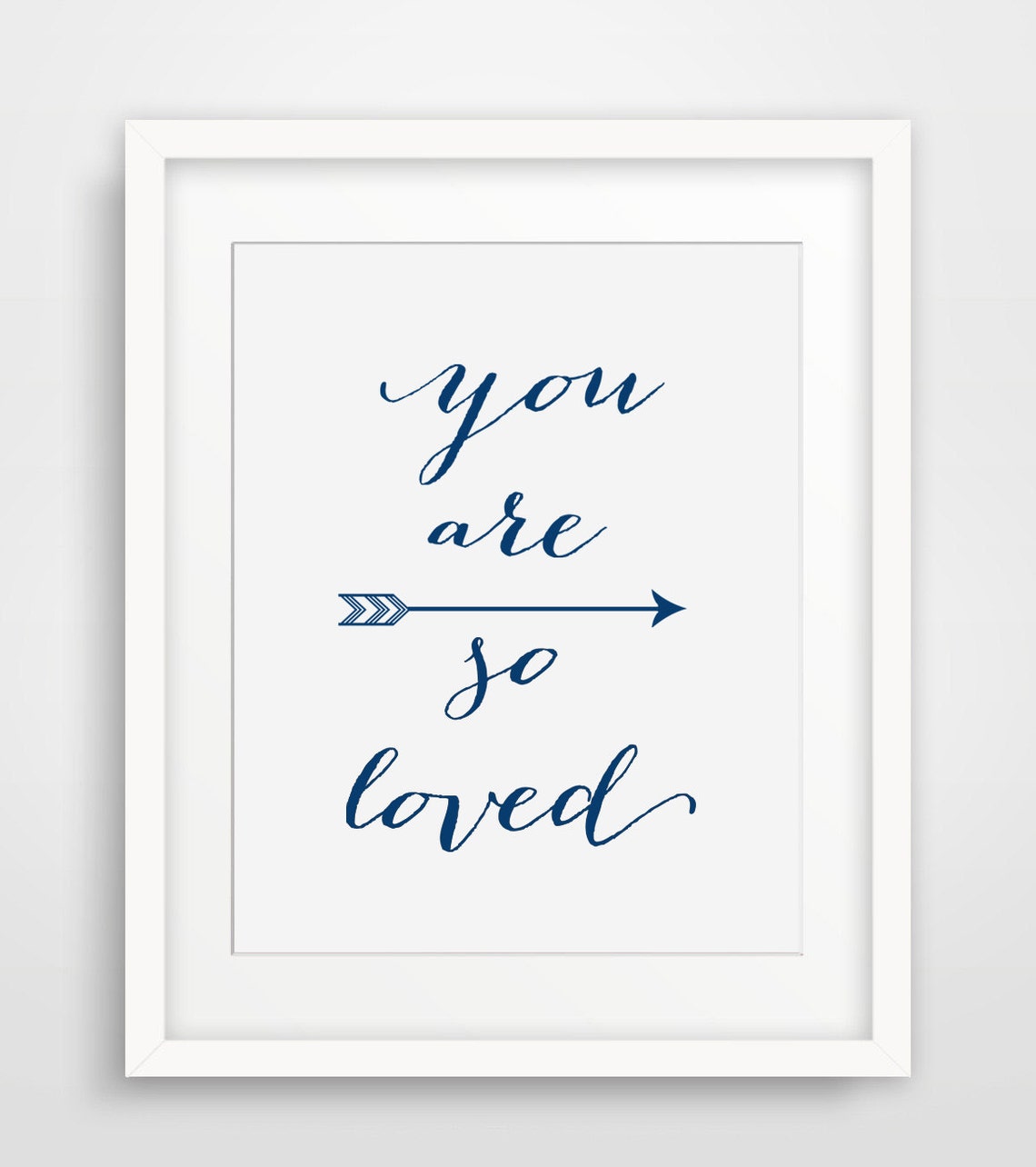 You Are So Loved Navy Script Arrow Quote Nursery Baby Wall Art Poster
