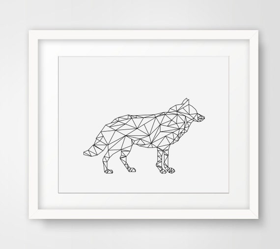 Wolf Geometric Print Origami Modern Home Decor Black And White Prints Geometric Animal Scandinavian Poster Geometric Poster Diamond