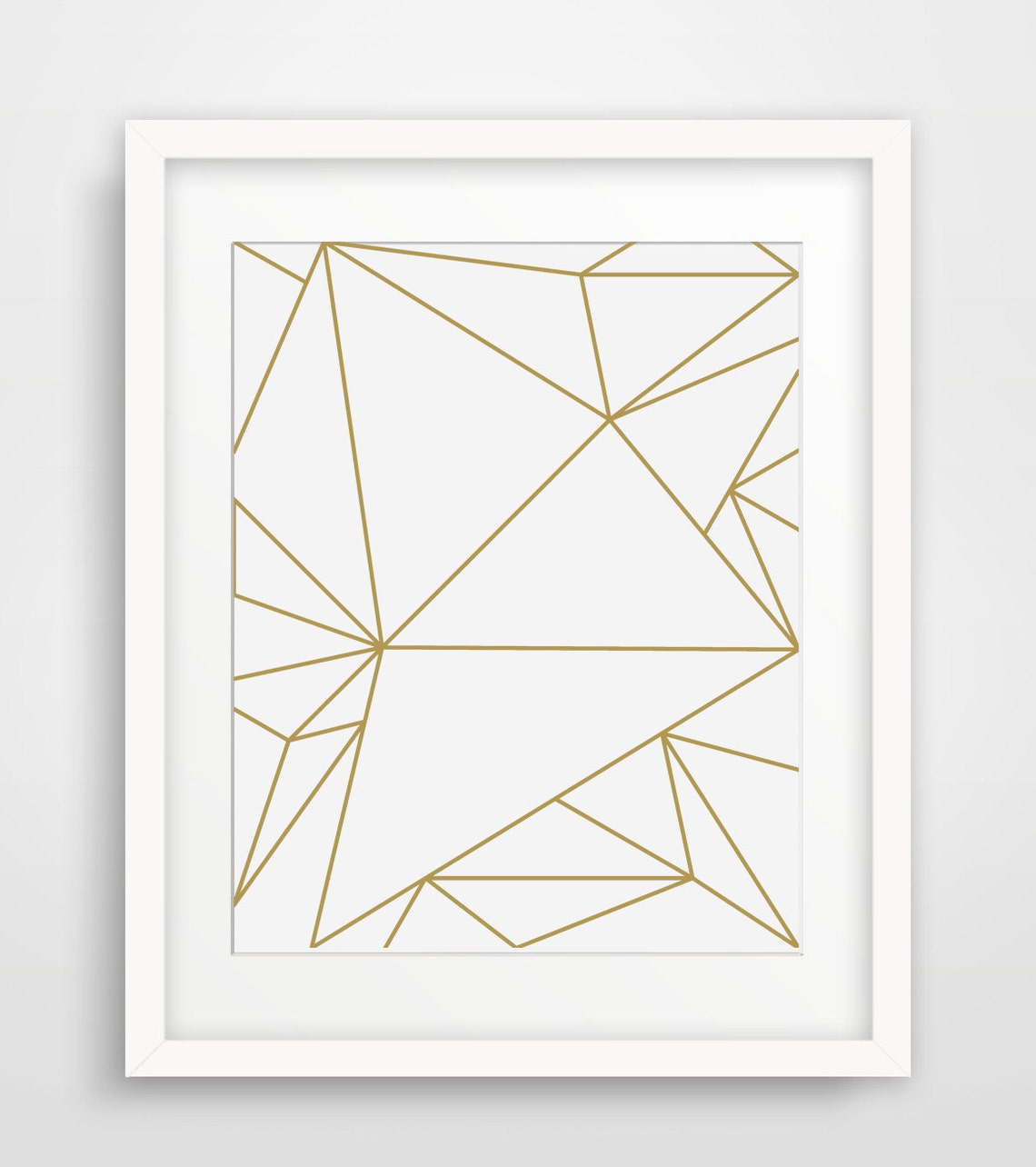 Gold Geometric Triangle Line Art Abstract Minimalist Wall Print