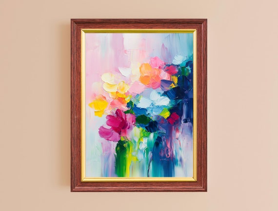 Floral Art Print Maximalist Abstract Poster For Bold Wall Dcor Vibrant Living Room Bedroom Decor Dopamine Art Print