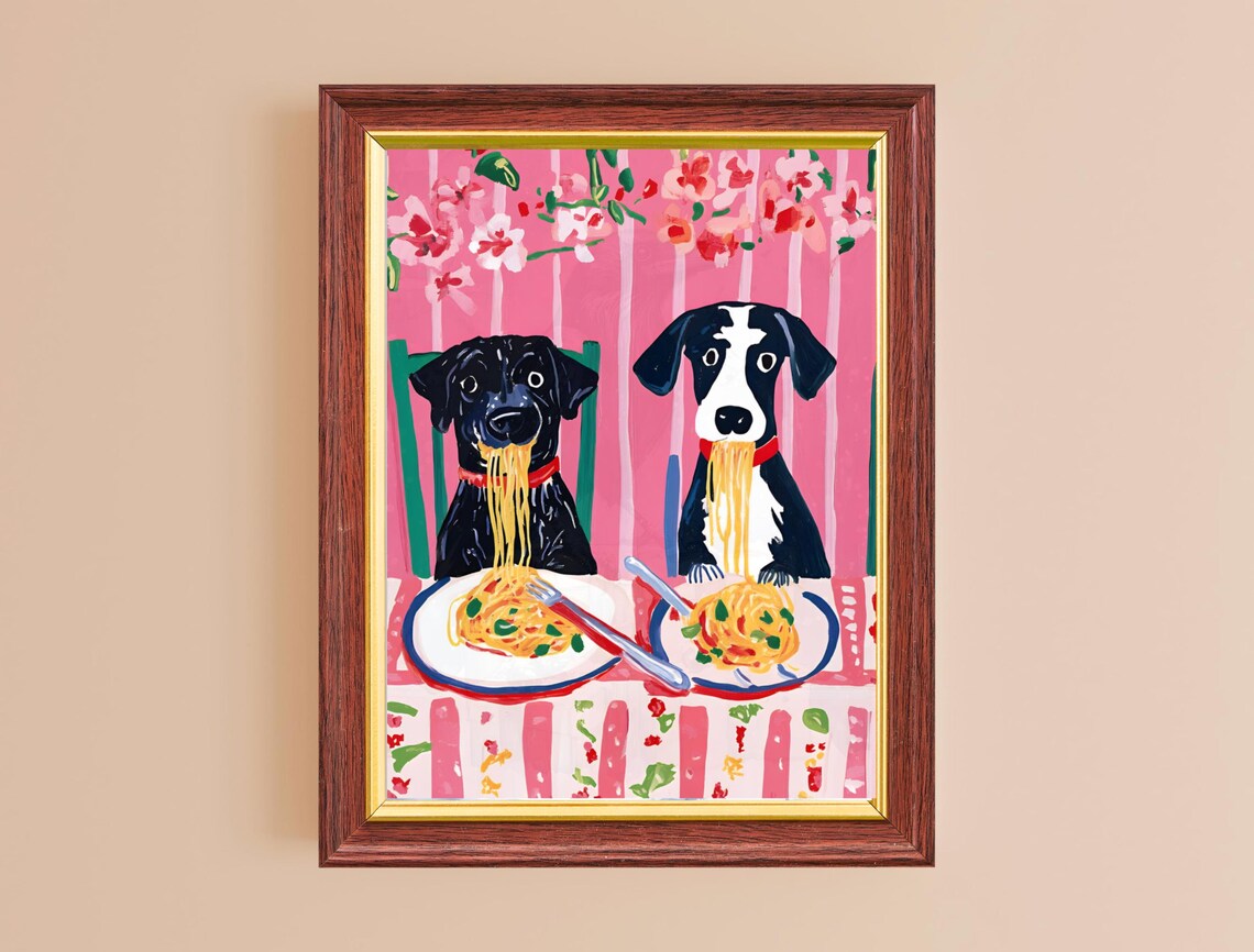 Spaghetti Dog Art Print, Maximalist Dining Decor - Image 2