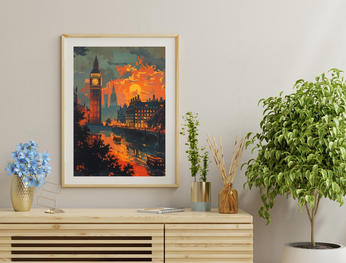London Print Uk Wall Art Travel Poster Cityscape Decor Big Ben Gift For Traveler Bedroom Living Room Art - Image 3