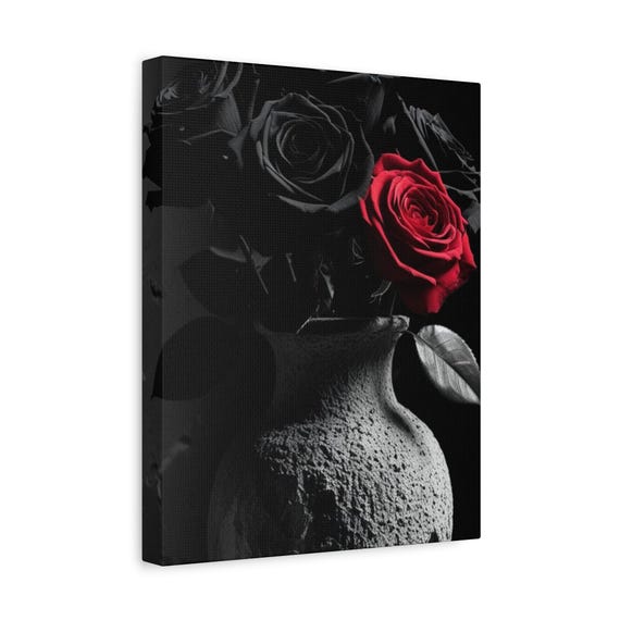 Black And Red Rose Wall Art Moody Floral Photography Dark Poster For Modern Home Decor Sorcerous Two