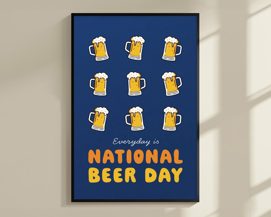 Everyday Is National Beer Day Funny Beer Mug Grid Bar Wall Art - Image 3